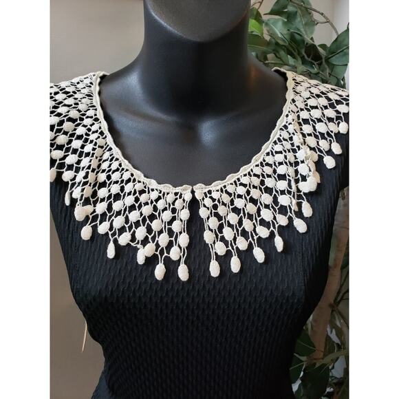 Free People Sheath Dress Womens M Black Lace Round Neck Sleeveless Keyhole Back - Picture 12 of 13